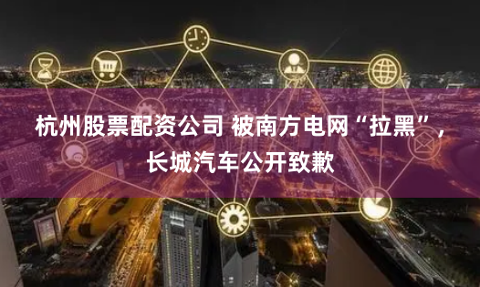 杭州股票配资公司 被南方电网“拉黑”，长城汽车公开致歉
